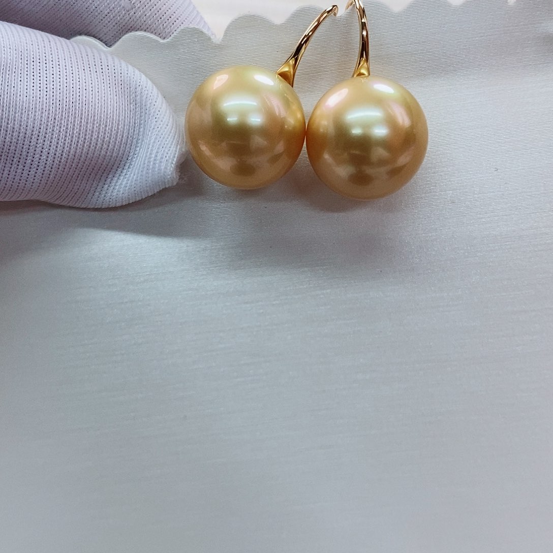 18K金镶嵌海水珍珠耳饰12-13