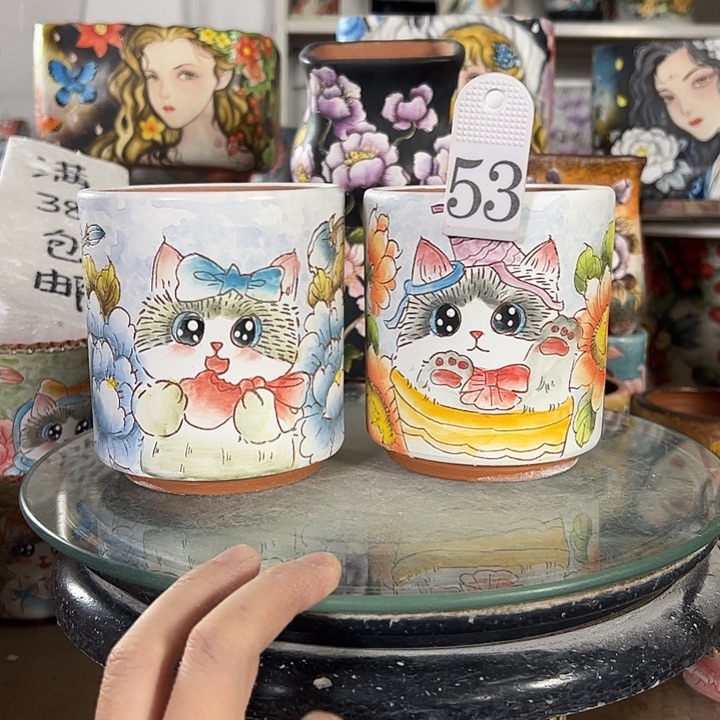 满38包邮 景德镇幸运花盆