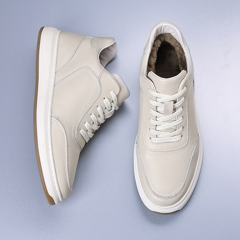 头层牛皮冬季新款羊毛男士棉鞋真皮保暖休闲鞋加绒中帮男款男鞋软