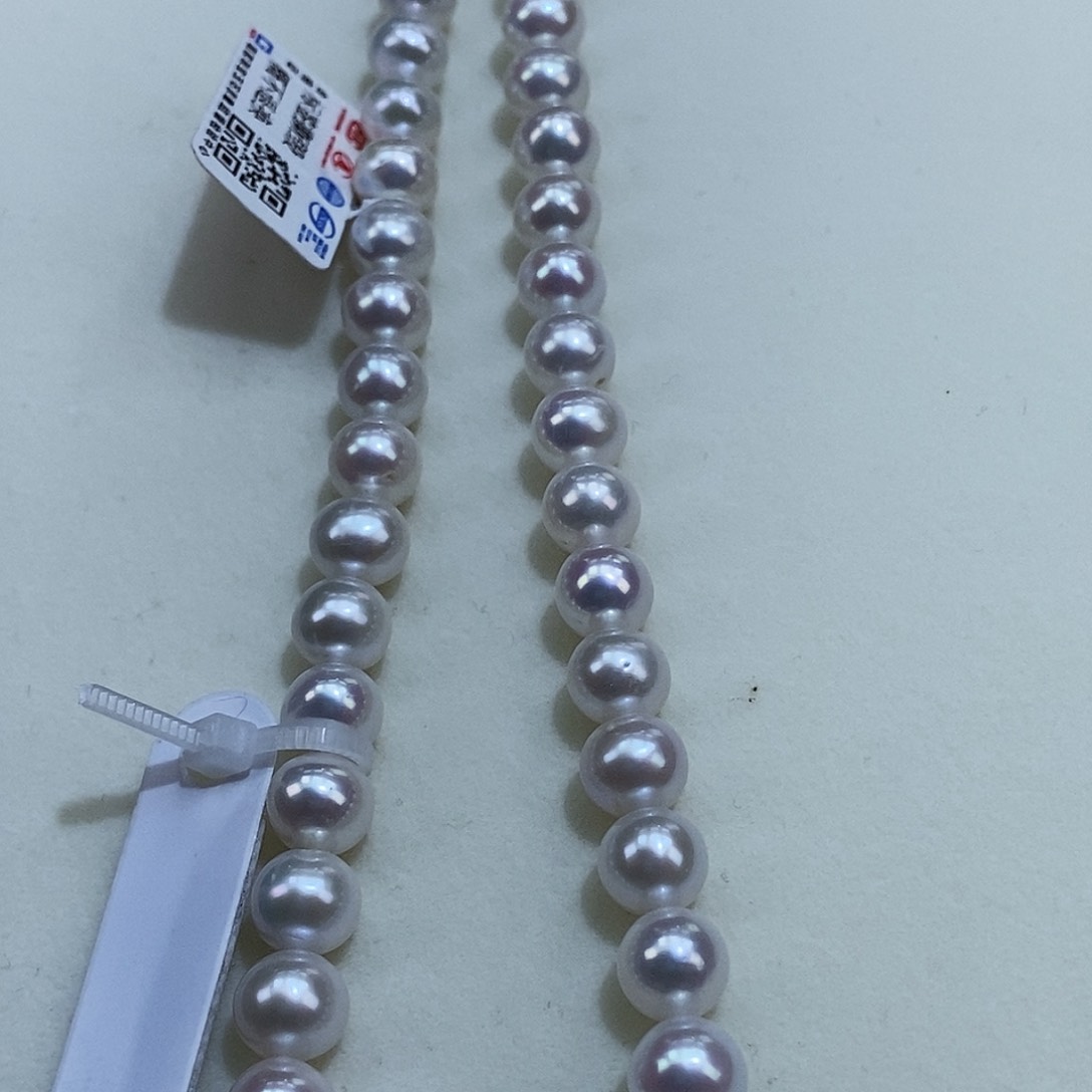 淡水珍珠颈饰银S925镶嵌8m炫彩透亮