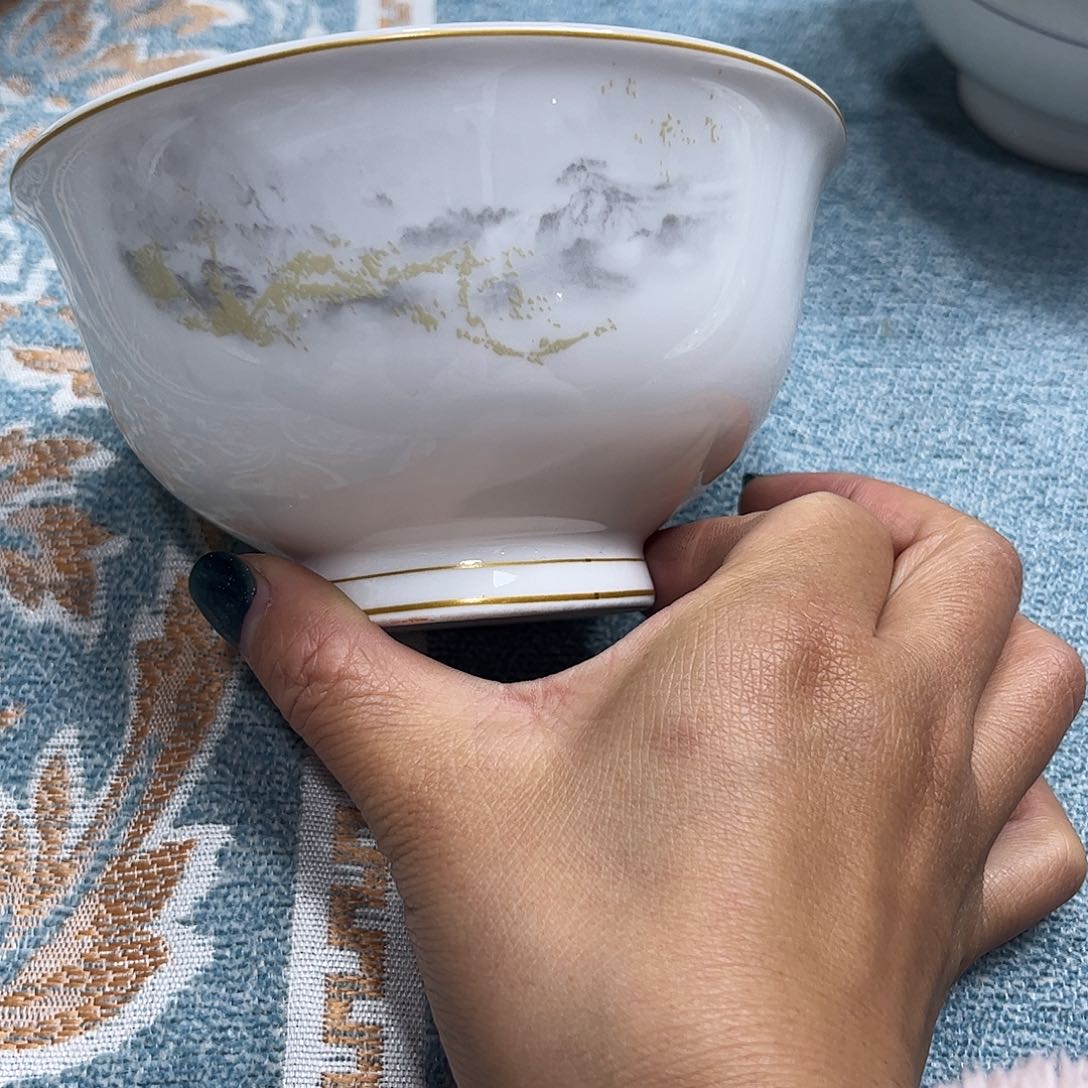 瓷片海岸高脚五寸碗十个