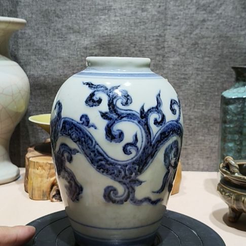 威***张青花宣草龙罐子一个