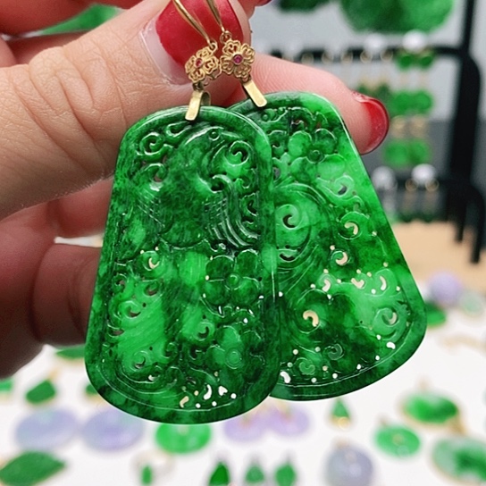 翡翠耳饰18K金镶嵌张****原耳饰