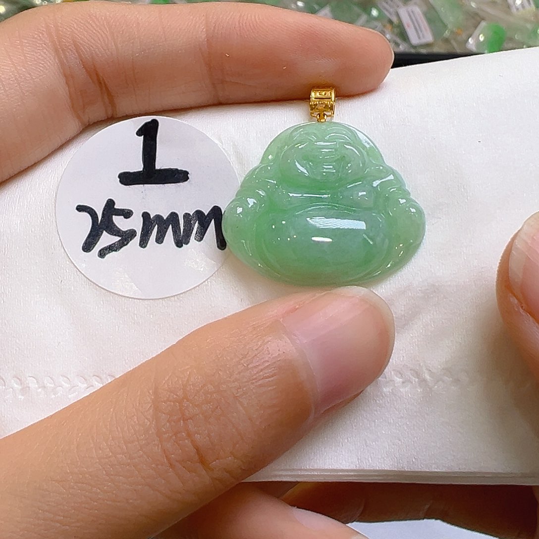 翡翠18K金镶嵌吊坠(不含链)翡翠