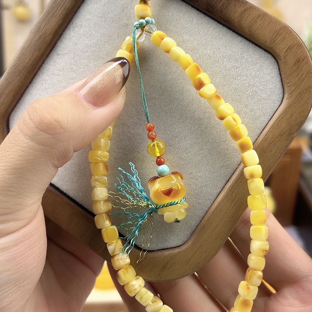 琥珀手链未镶嵌蜜蜡随形小熊链