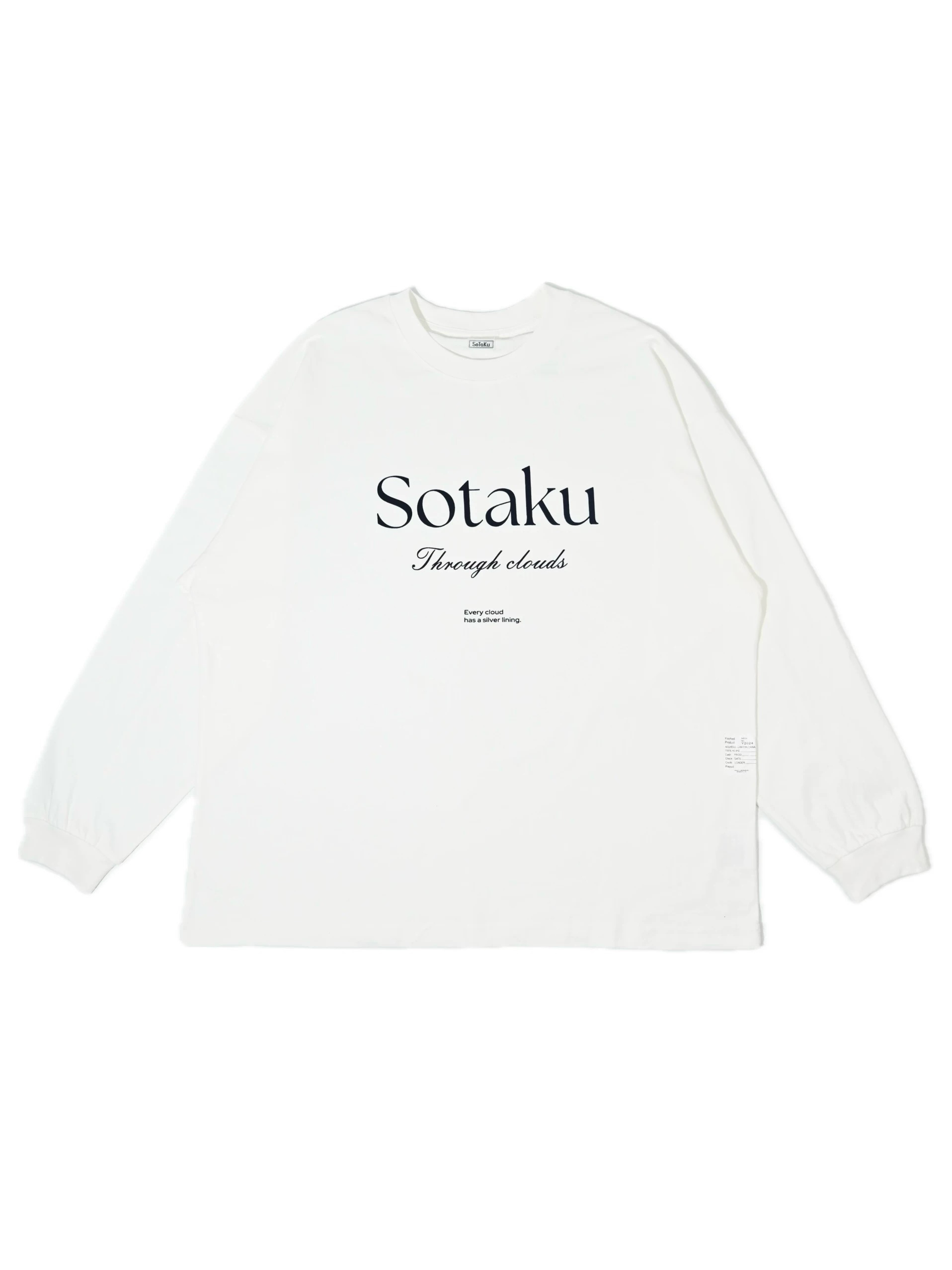 SOTAKU 24AW美式复古字母印花休闲宽松圆领长袖春夏情侣白色