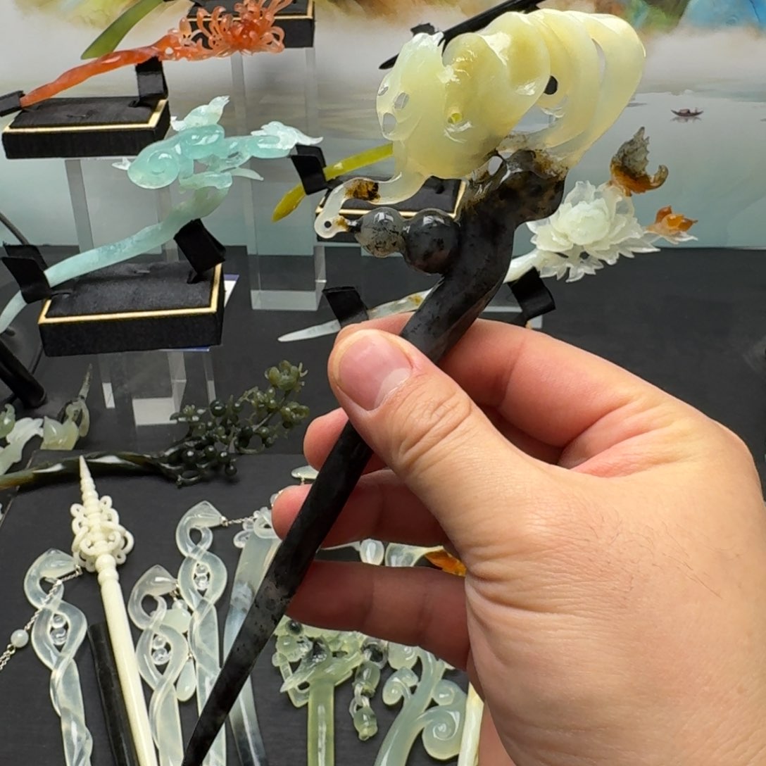 岫玉发饰未镶嵌明君玉簪就是好看