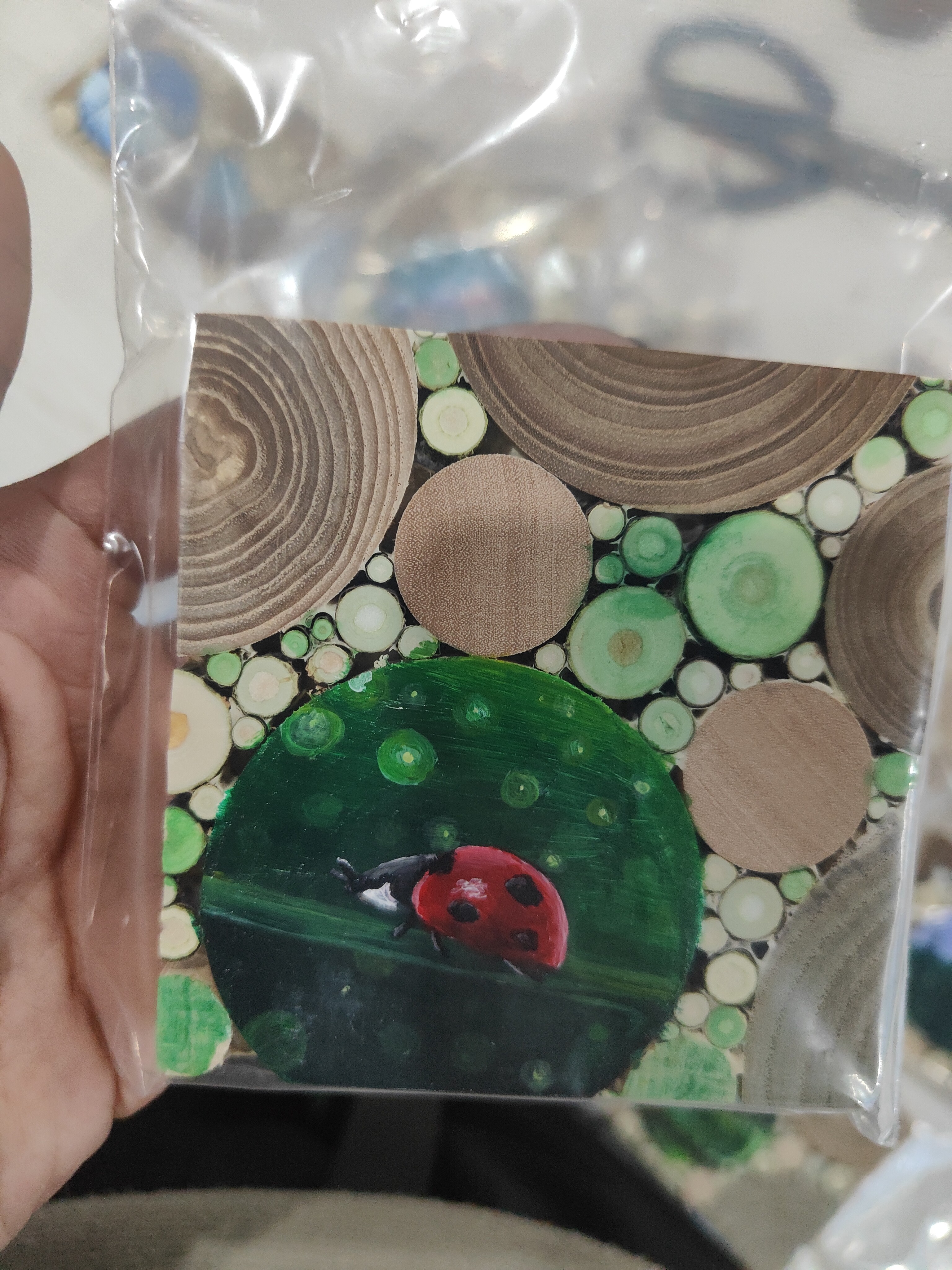 木片拼接手绘冰箱贴