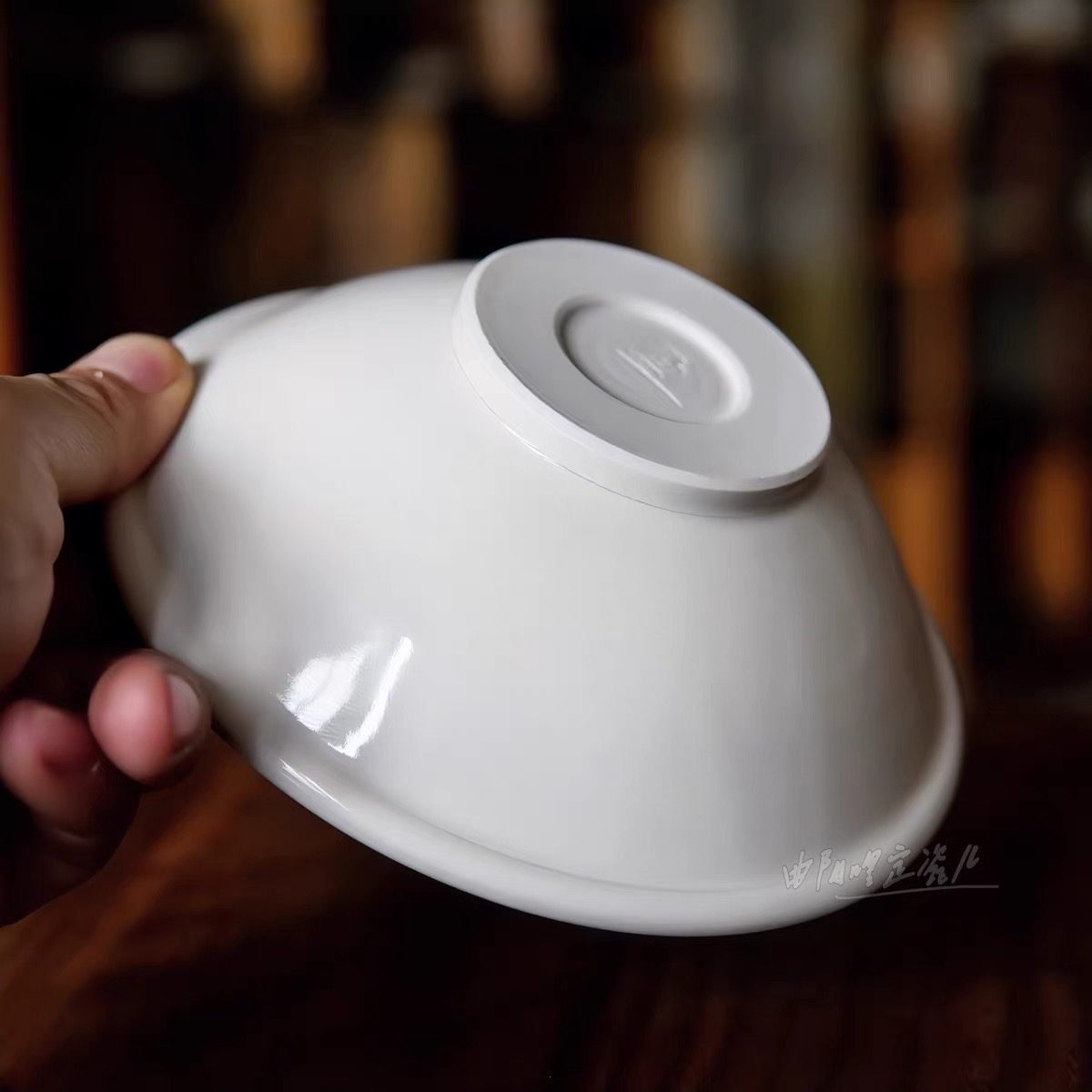 曲阳定瓷中式仿古餐具定窑白釉斗笠碗餐碗餐碗手工原产原矿高温烧