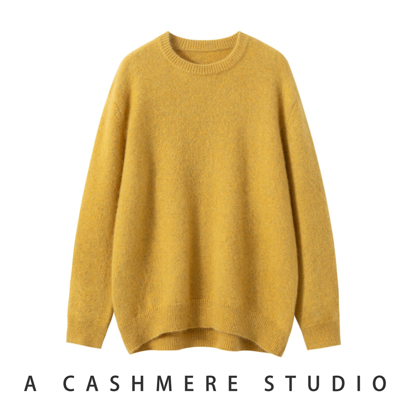 【康宝莱拉毛纱】100%山羊绒 时尚圆领宽松羊绒衫 巨软