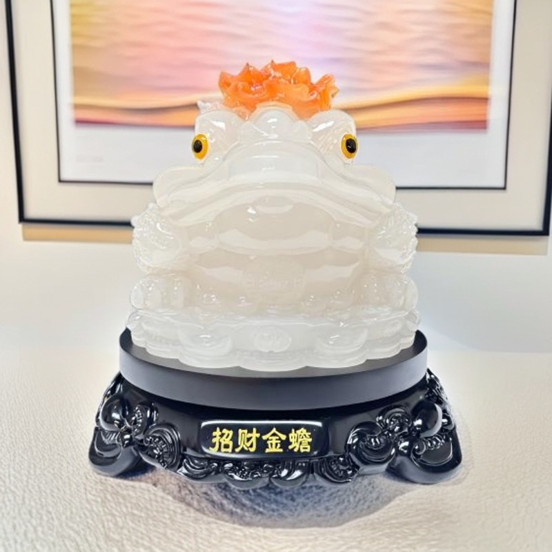 长28高28公分红花冰料旋转金蟾摆件家居办公室开业礼品