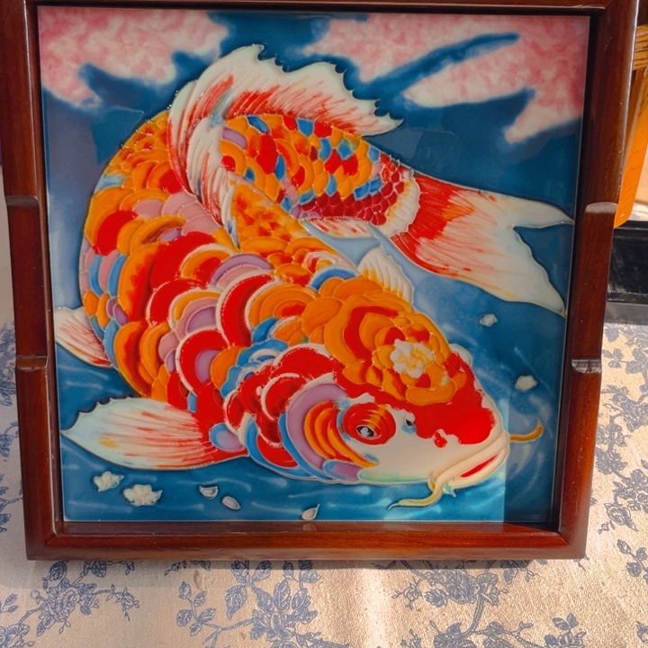 加大款瓷板画艺术作品双面托盘➕墙画