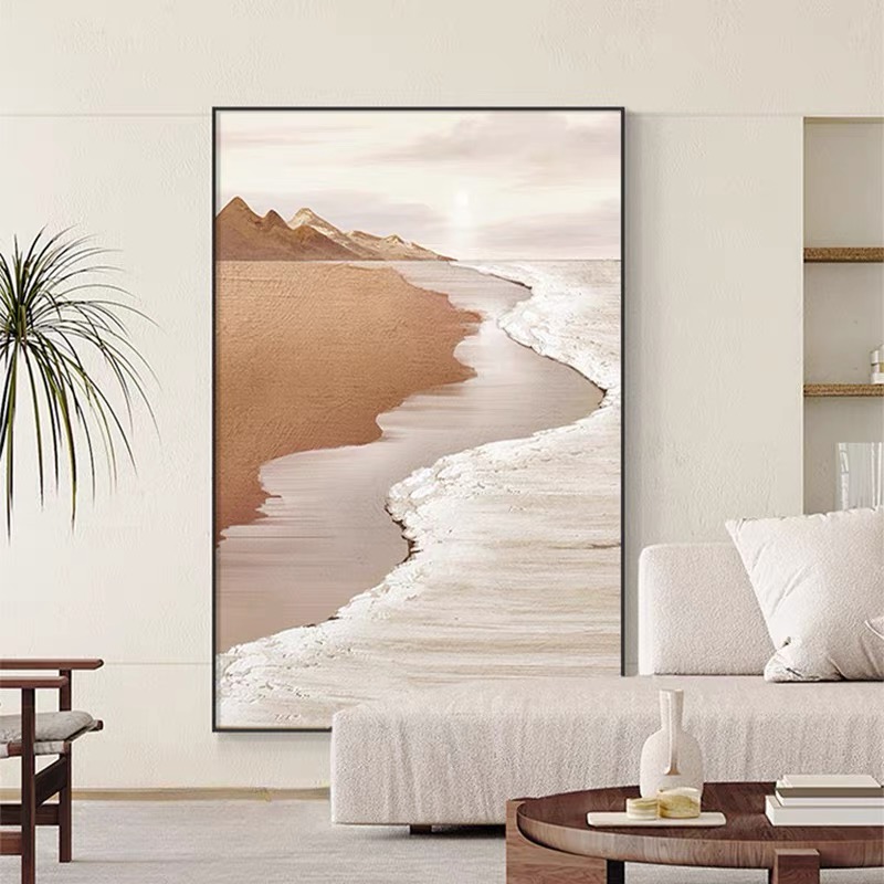 纯手绘油画北欧极简风艺术挂画现代简约客厅落地沙发背景墙装饰画