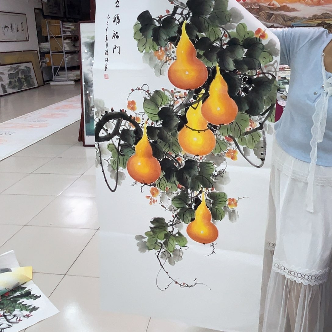 国画纯手绘的花鸟山水