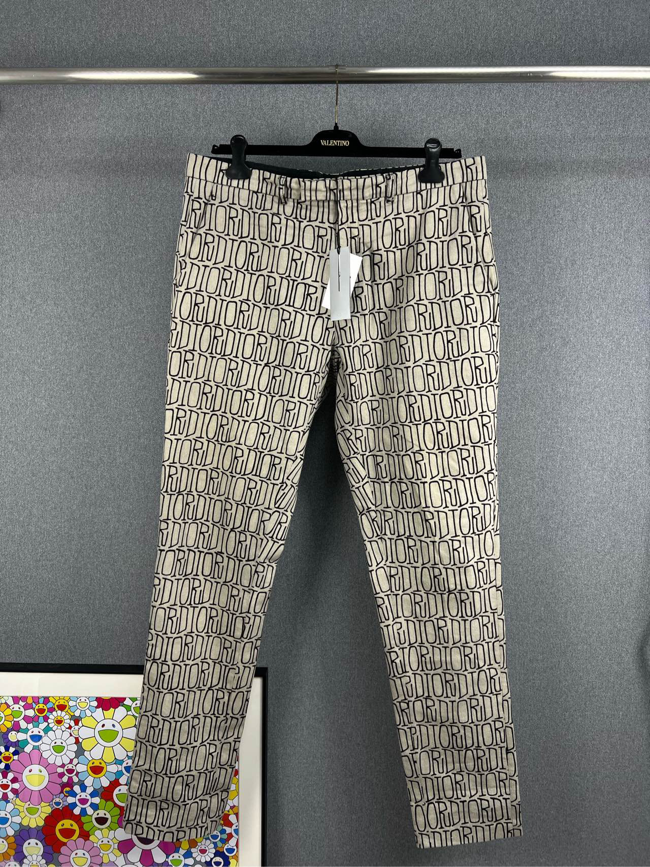 全新未使用 DIOR/迪奥 迪奥STUSSY联名满LOGO牛仔裤 54码 A12084