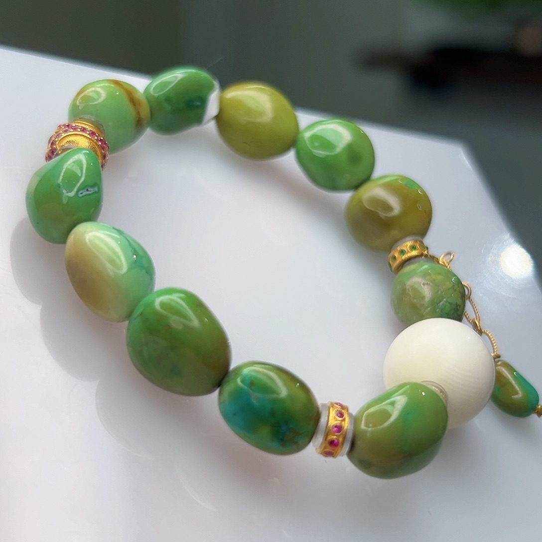 绿松石珠宝奇石18K金镶嵌