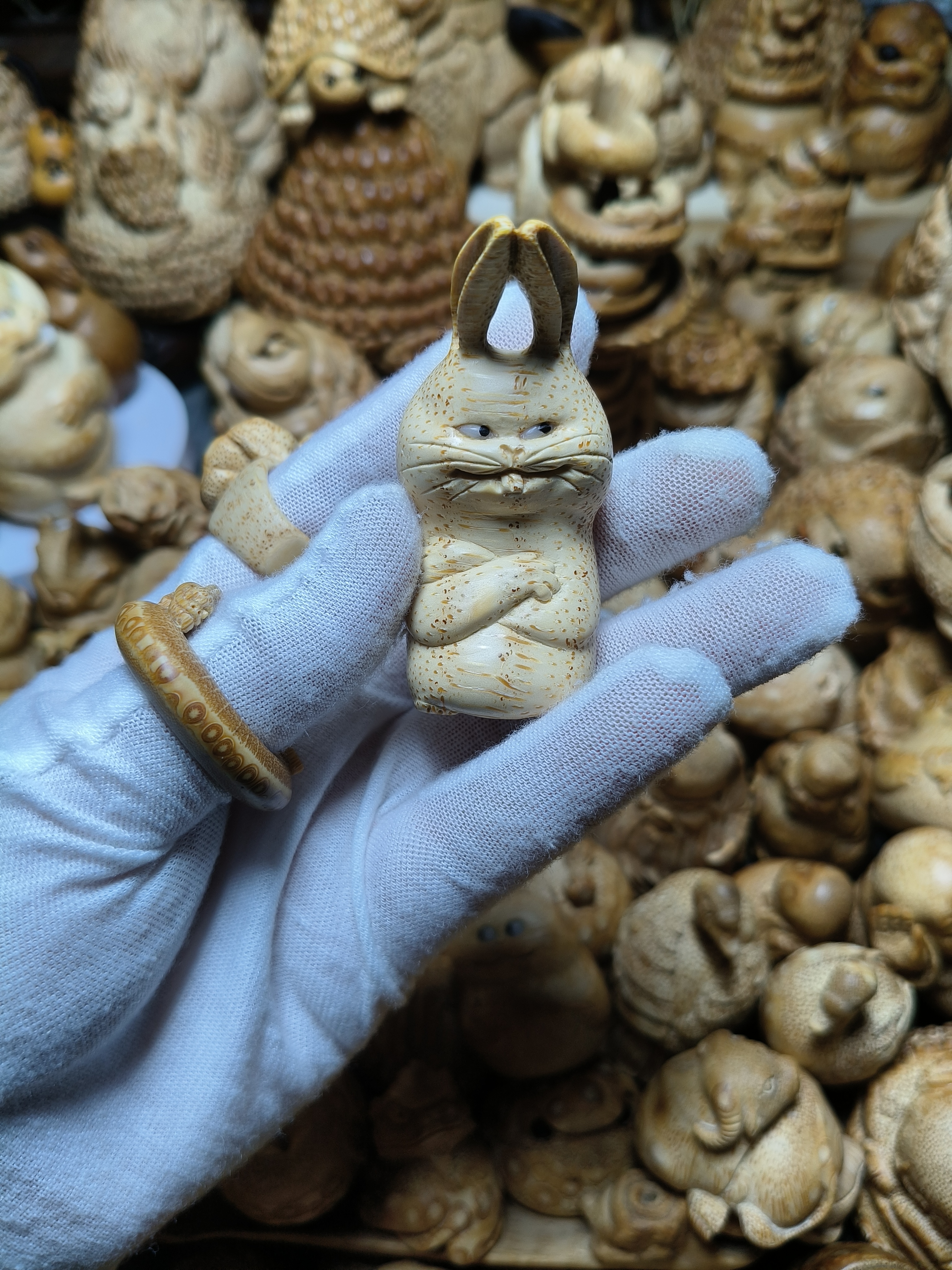 创意有趣十二生肖竹雕兔桌面摆件钥匙手机挂饰礼物
