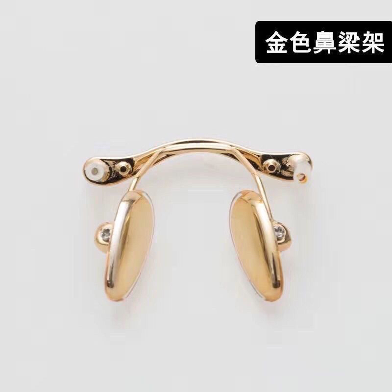 无框水晶眼镜架配金色枪色框鼻梁