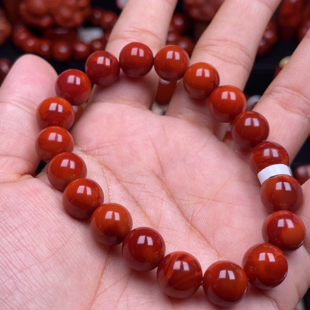 南红玛瑙珠宝奇石未镶嵌单圈10.5mm
