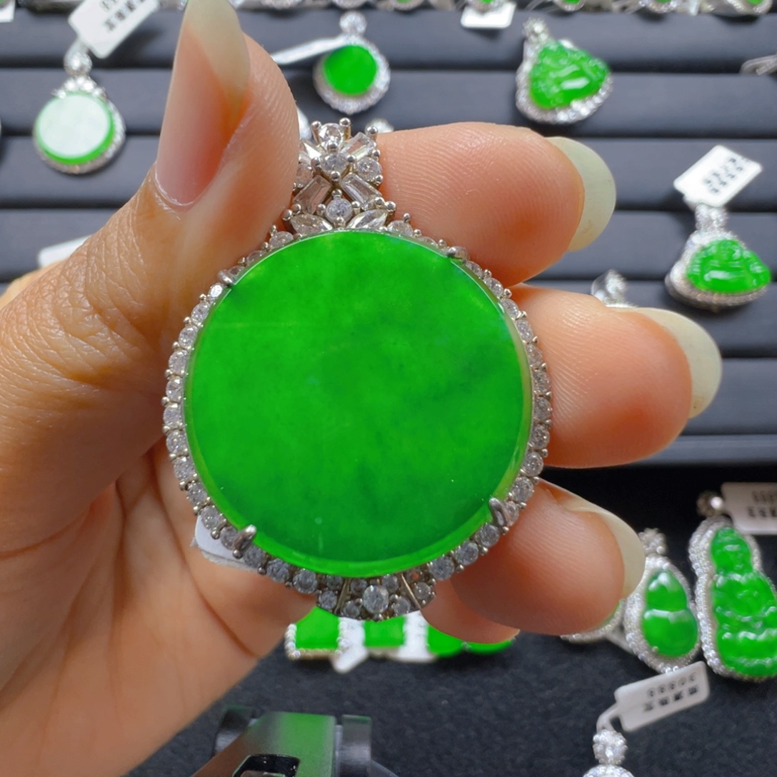 林***林翡翠银S925镶嵌颈饰