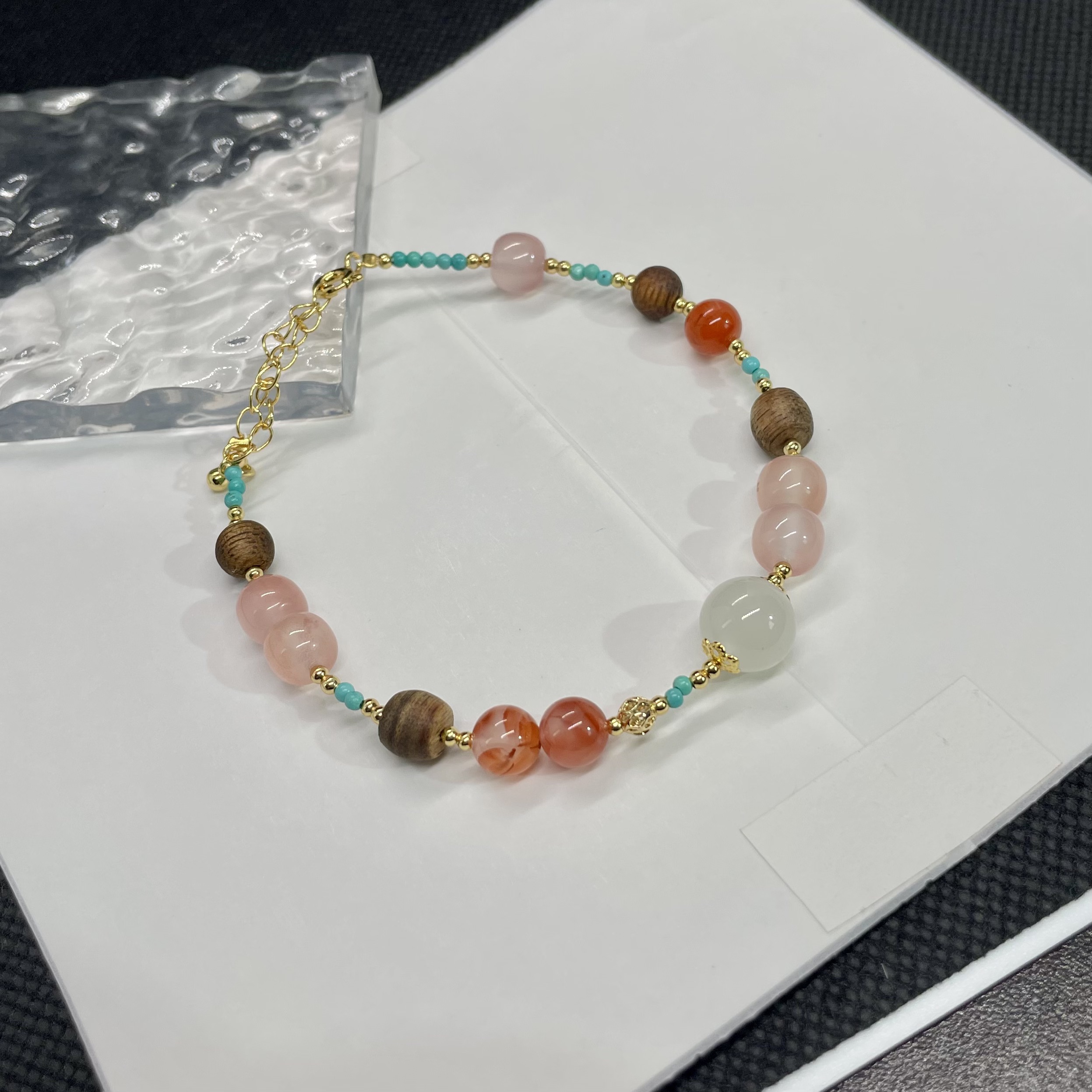 荔枝冻南红冰飘白玉手链 KT25070418