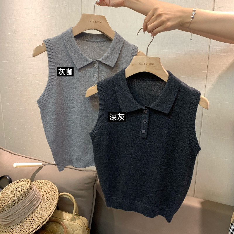 Here【夹心奶兔】polo领四季可穿针织上衣可外穿内搭