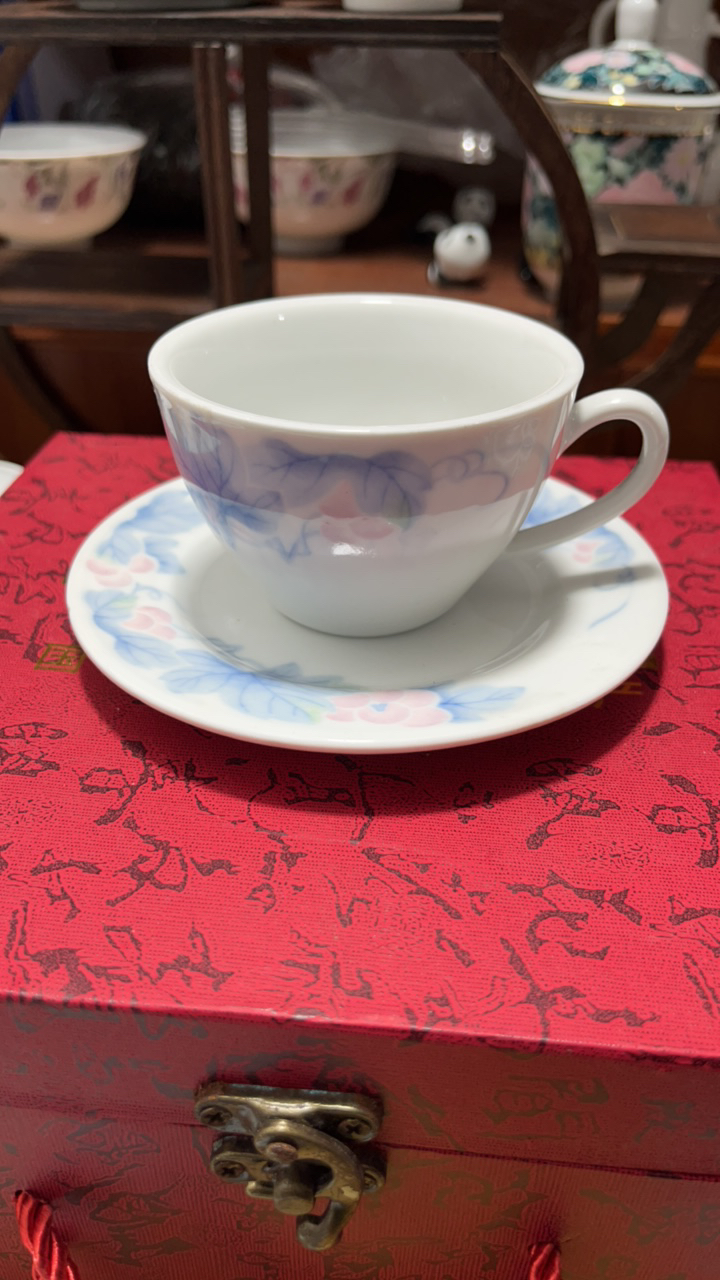 群力80釉下彩葡萄纹杯碟套装100毫升