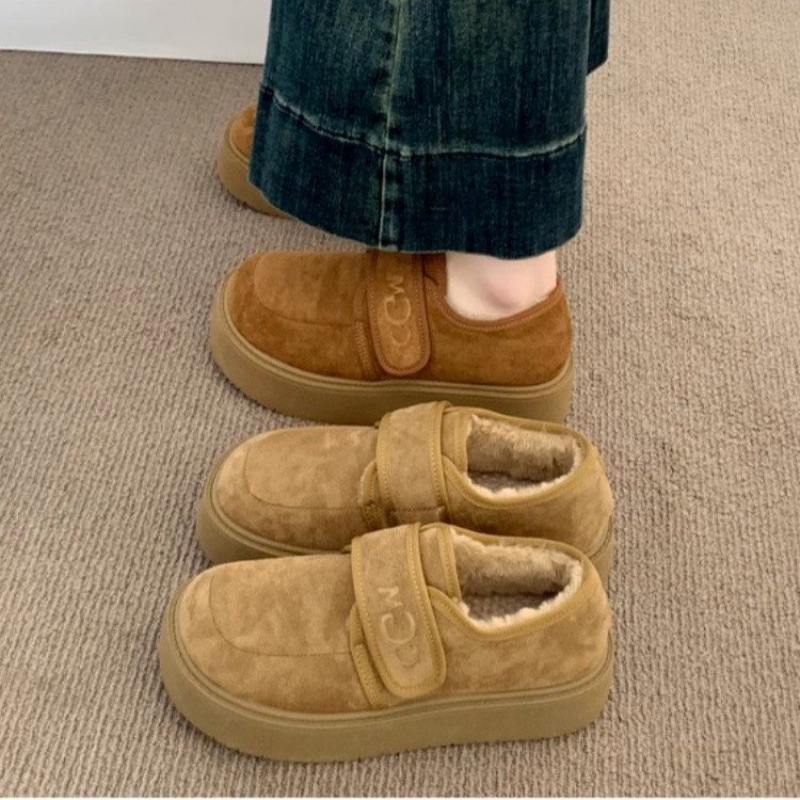 厚底加绒勃肯鞋女鞋保暖低帮雪地靴女新款冬季乐福鞋爆款棉鞋