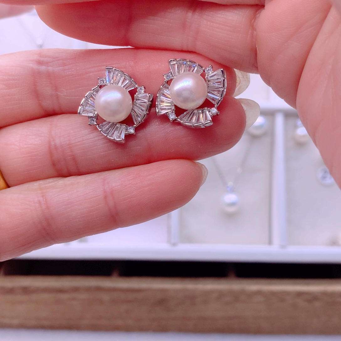 淡水珍珠耳饰合金