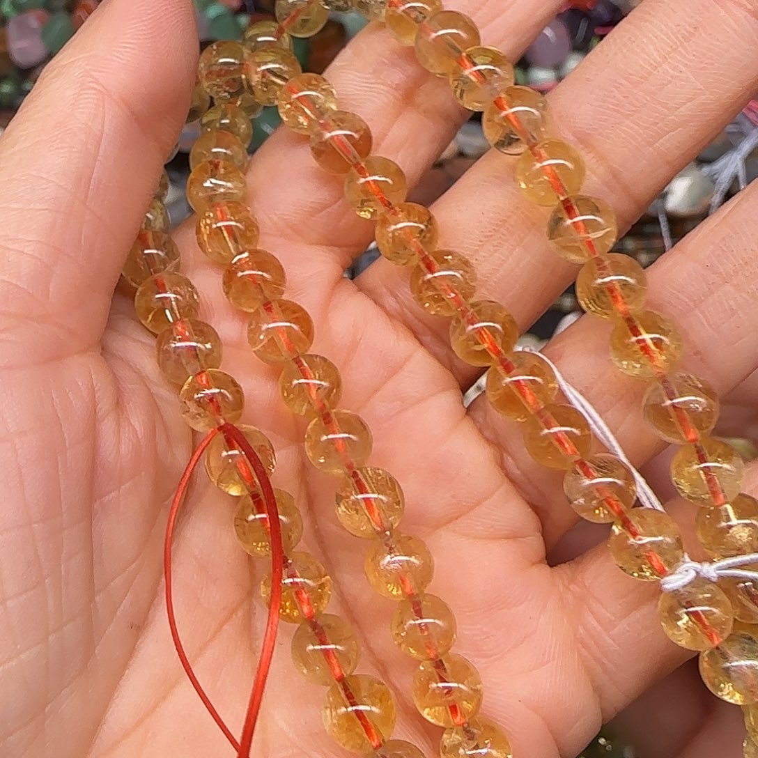 玛瑙/玉髓合金珠宝半成品黄水晶6mm多圈一条