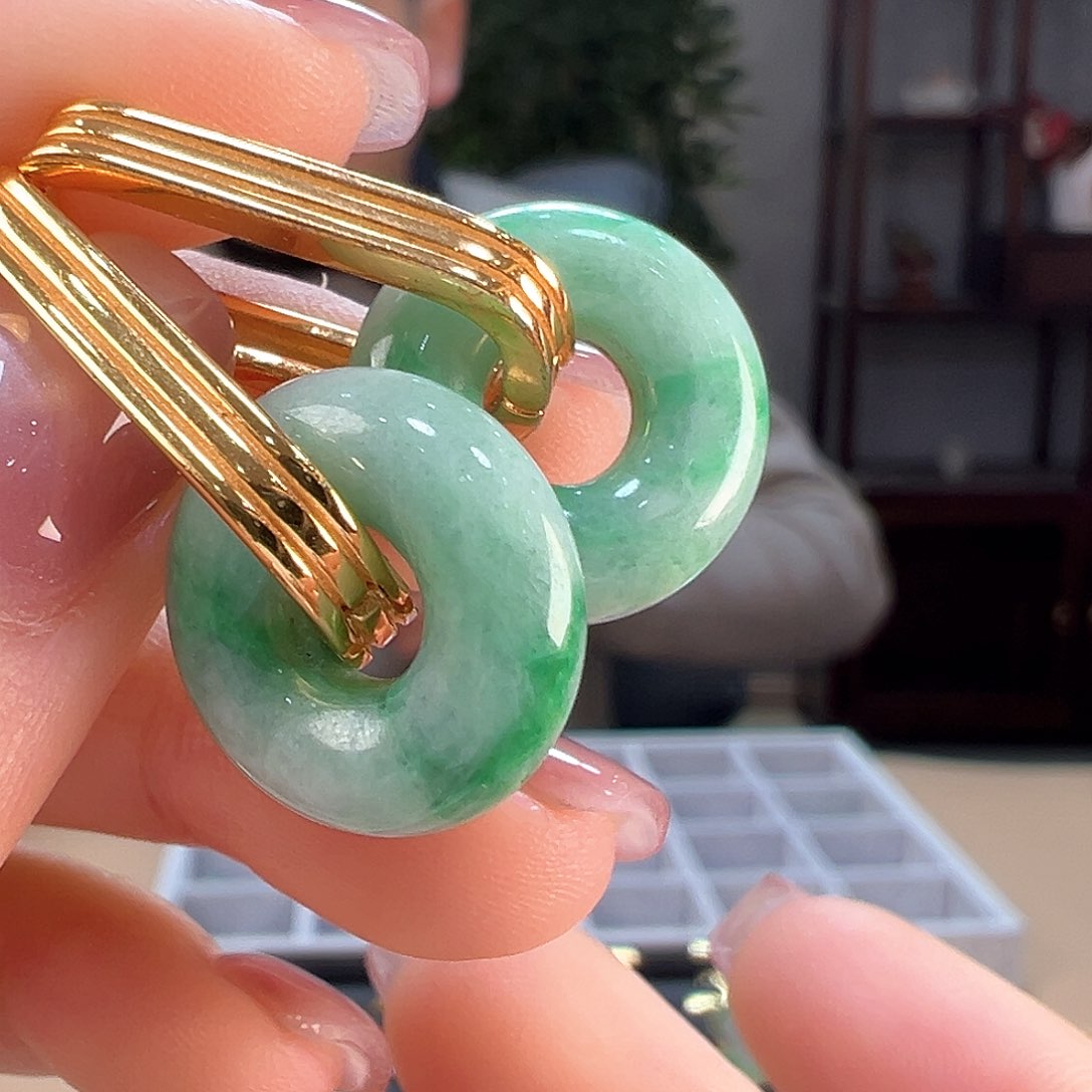 翡翠耳饰银S925镶嵌耳环16