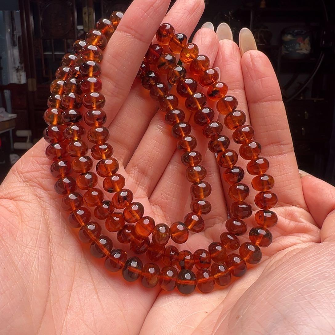 琥珀裸石未镶嵌梨*抚顺琥珀20522。8mm