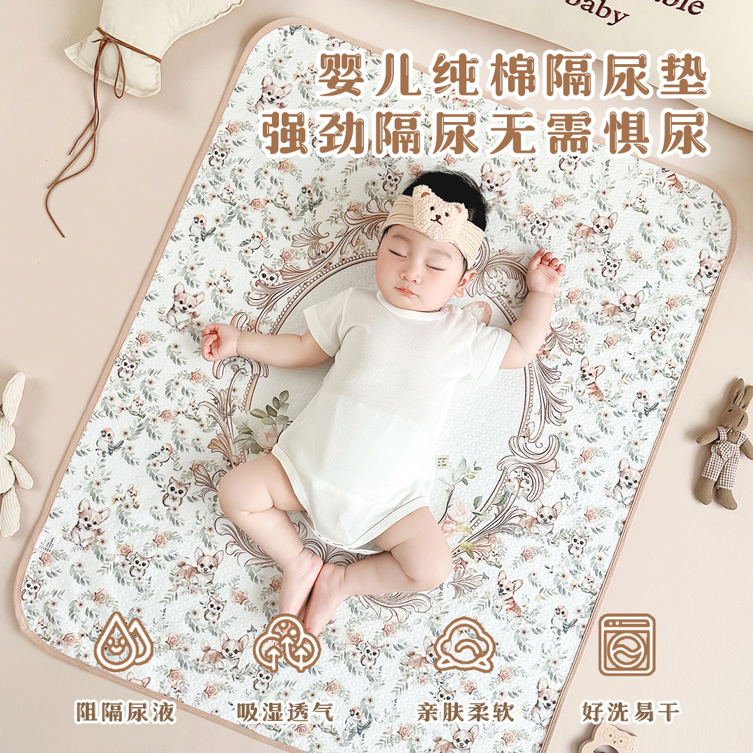 【上海CBME棉芯语专属链接】新生儿隔尿垫80*100纯棉柔软新生儿必备