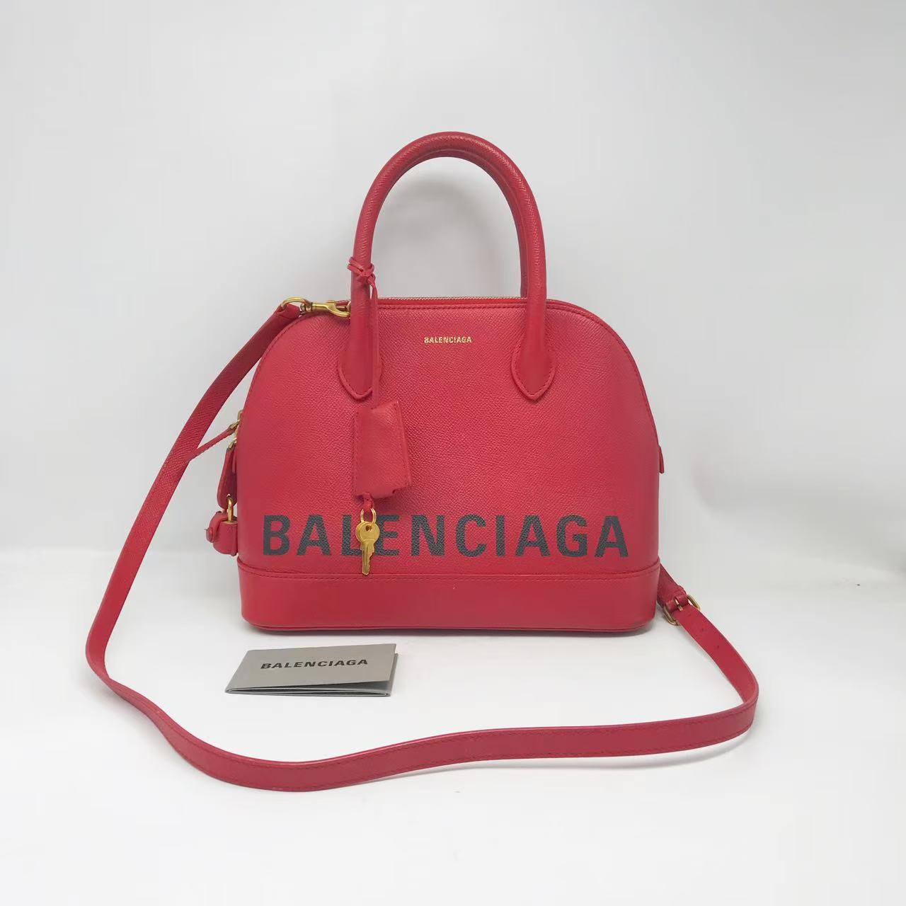 95新 Balenciaga/巴黎世家 洋诚二手 巴黎世家红色贝壳手提斜跨包