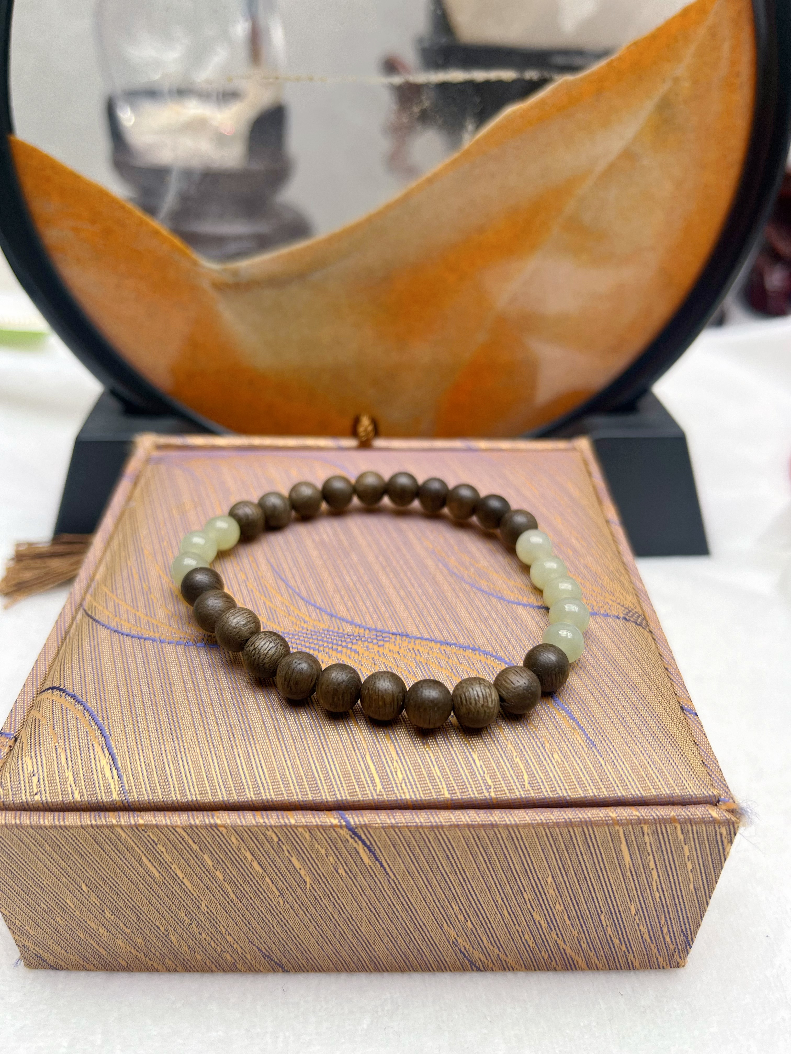 1070和田玉沉香手链单圈