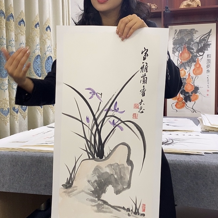 国画纯手绘国画写意作品34*68
