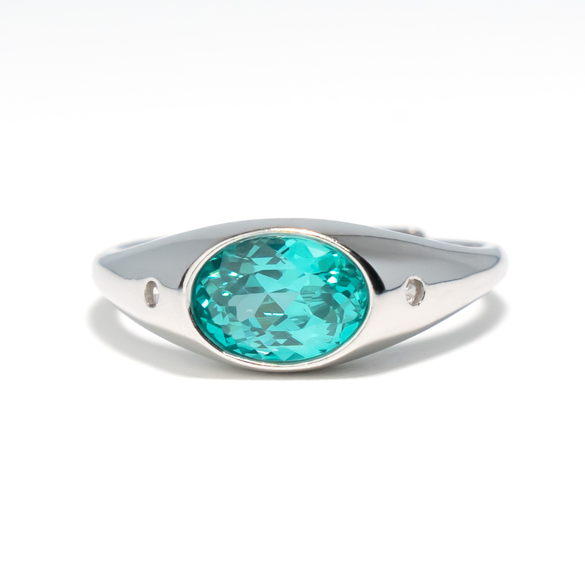 轻奢精致碧玺/帕拉伊巴霓虹蓝绿色925戒指活口戒-001