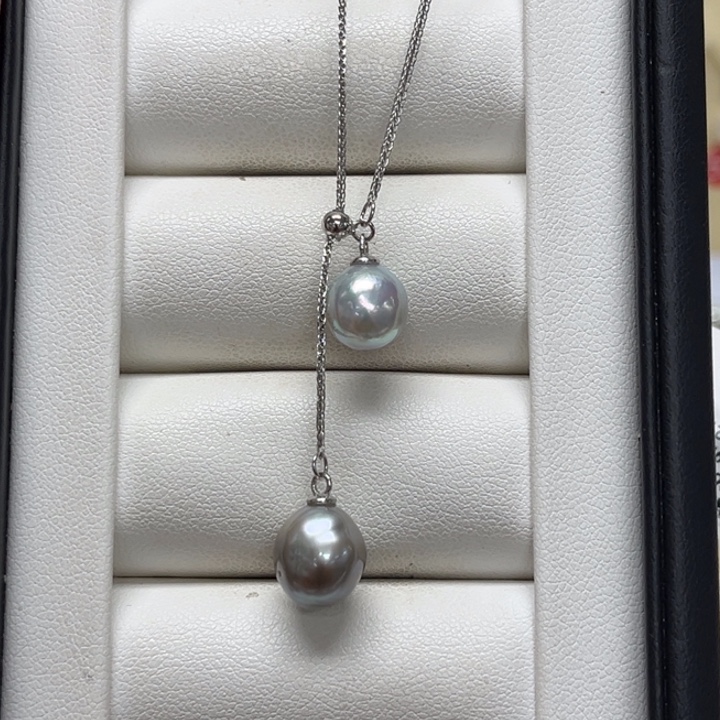 海水珍珠颈饰银S925镶嵌8-10mm 大溪地 真多麻 42号