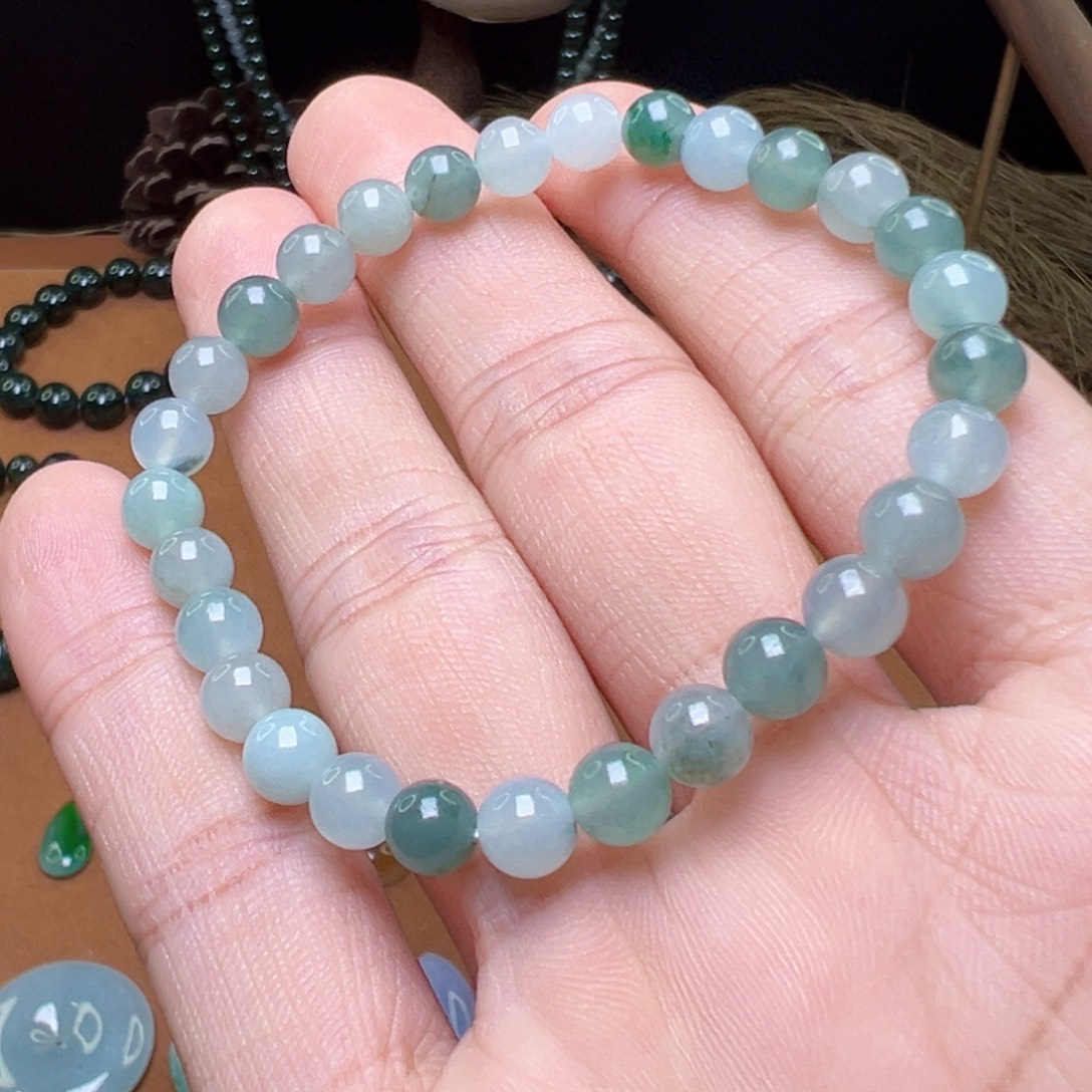 翡翠未镶嵌手串卡6mm