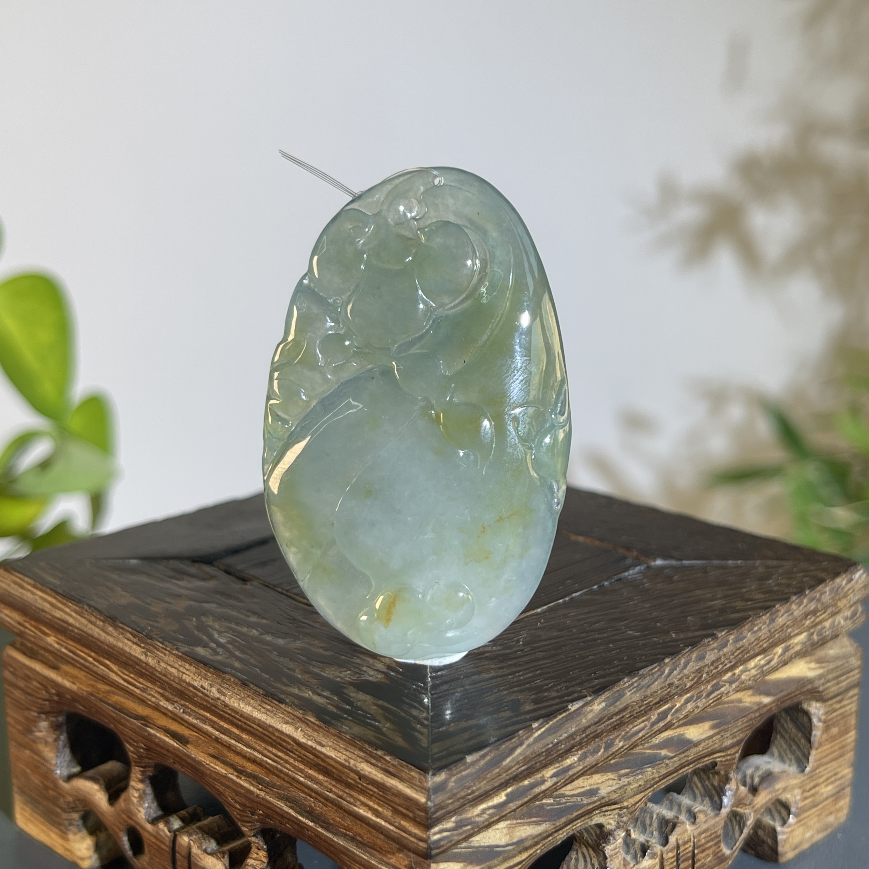 JTW13-80 天然缅甸A货翡翠  灵芝如意