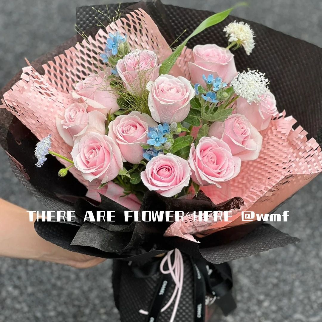 【心动预警】11朵粉玫瑰花束韩式花束生日鲜花生日礼物送女友闺蜜花店送花上门