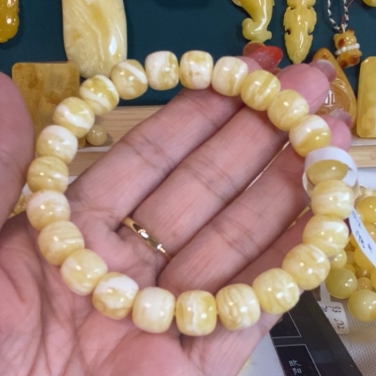 未镶嵌蜜蜡手链俄料白虎皮精工老型手串