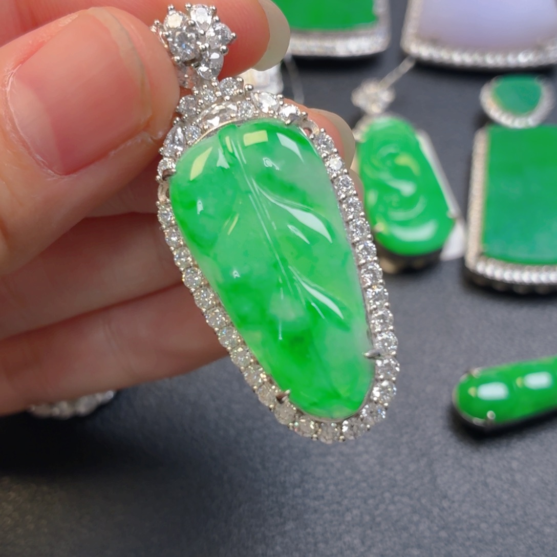 翡翠银S925镶嵌吊坠(不含链)