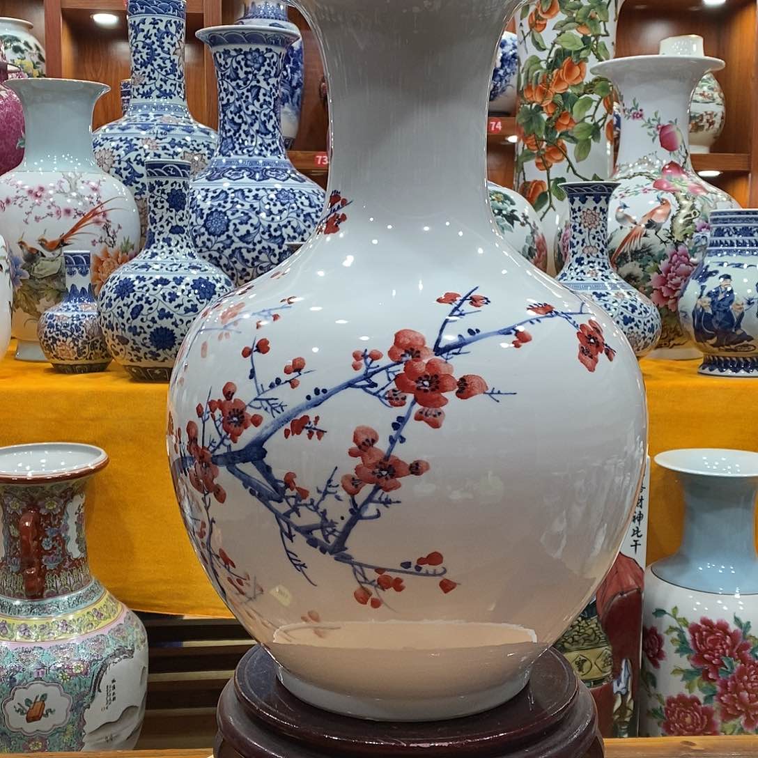 摆件只***饮景德镇陶瓷青花赏瓶