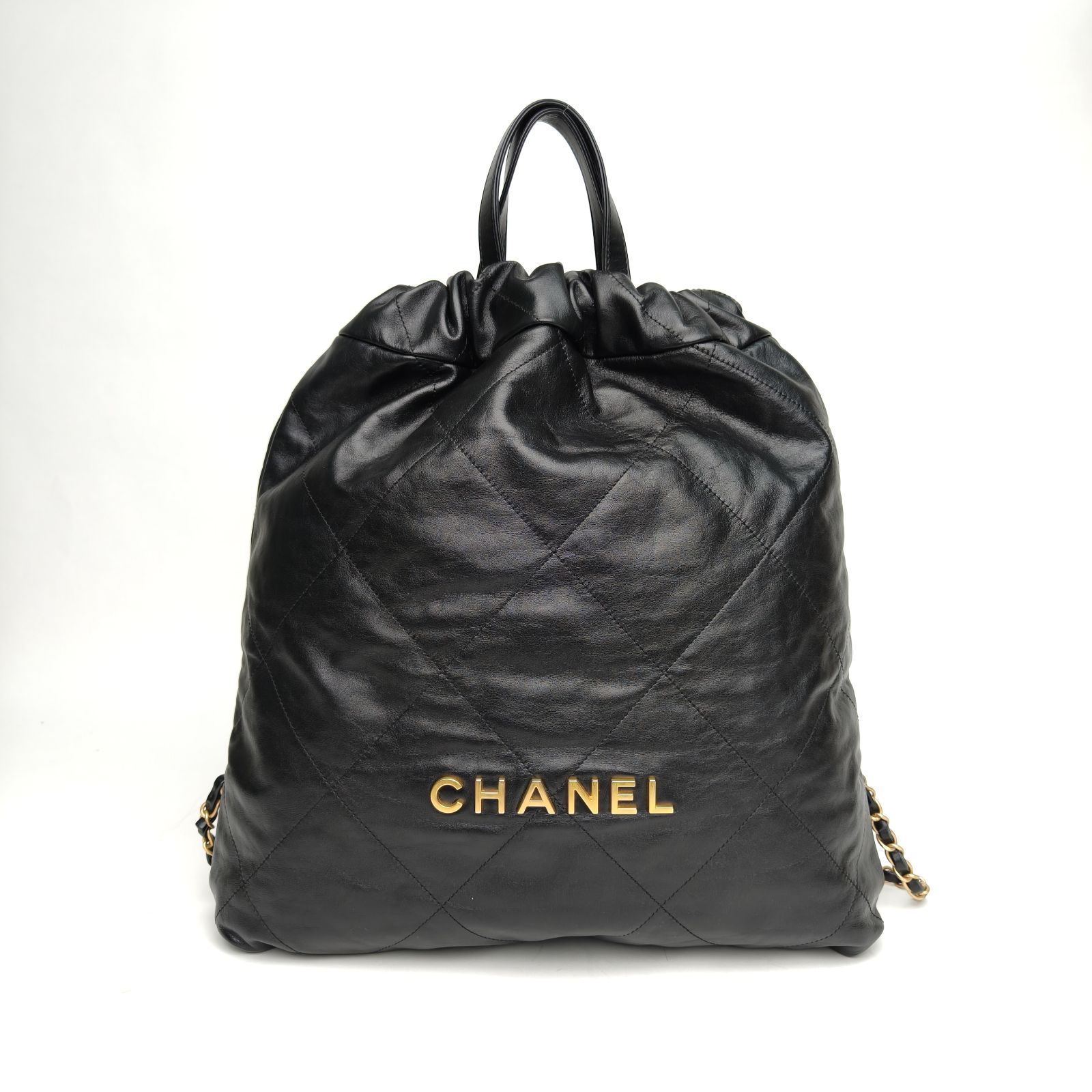 95新 Chanel/香奈儿 【念念】22Bag 带手柄双肩包 大号 34cm 黑色