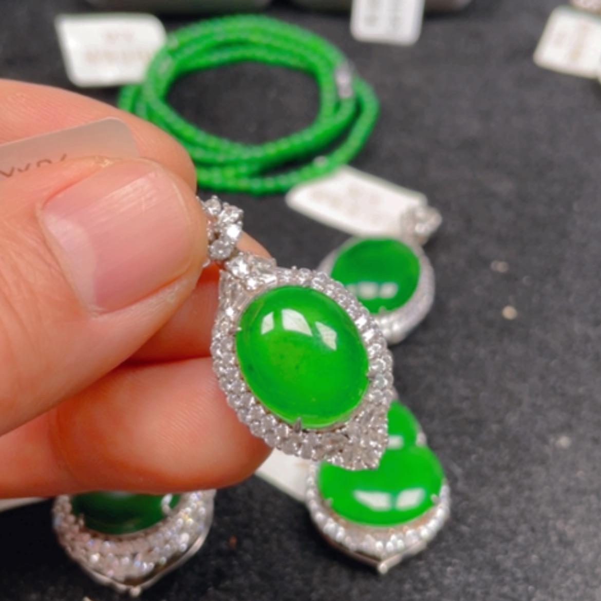 【闪购商品】翡翠颈饰银S925镶嵌吊坠