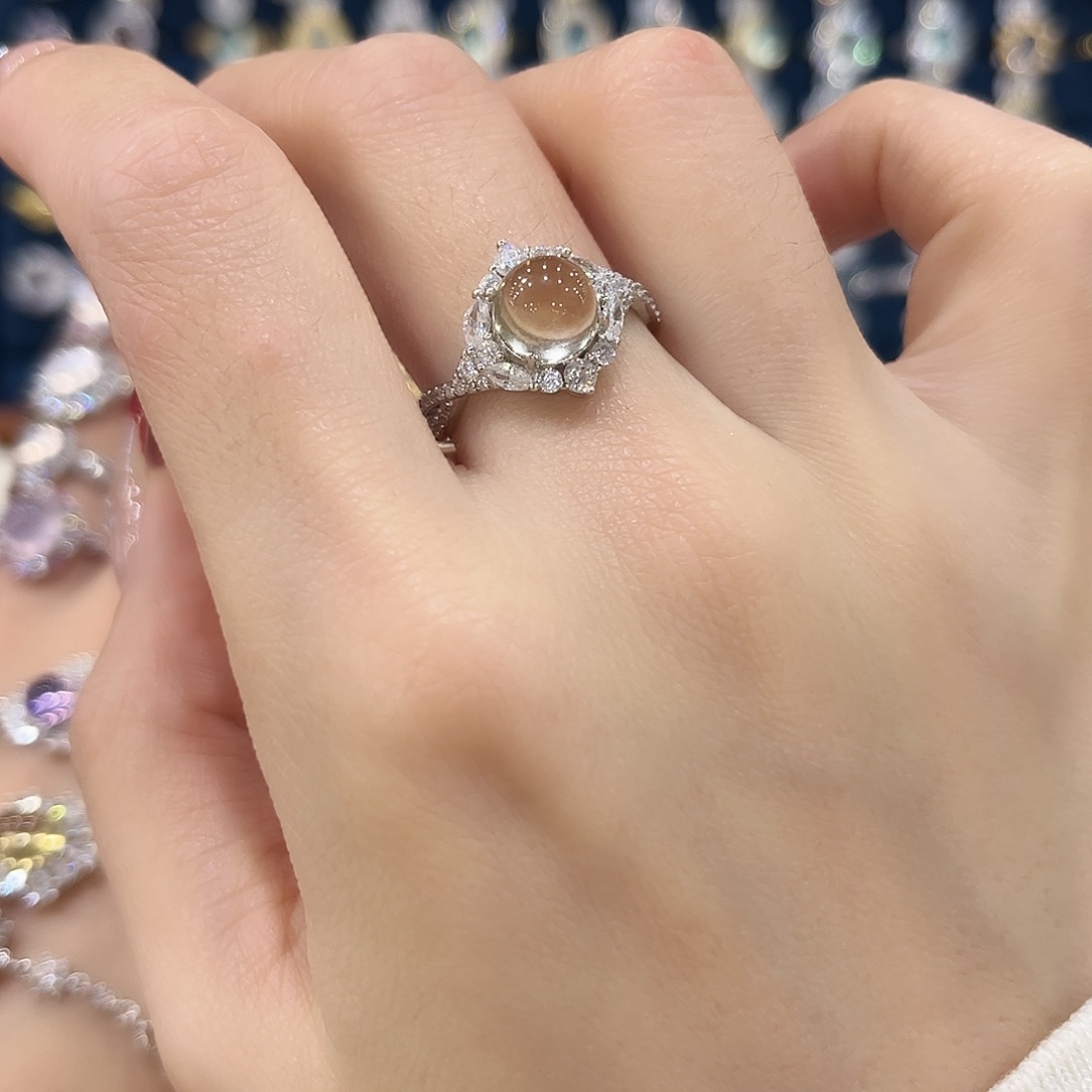 黄晶女款银S925镶嵌戒指