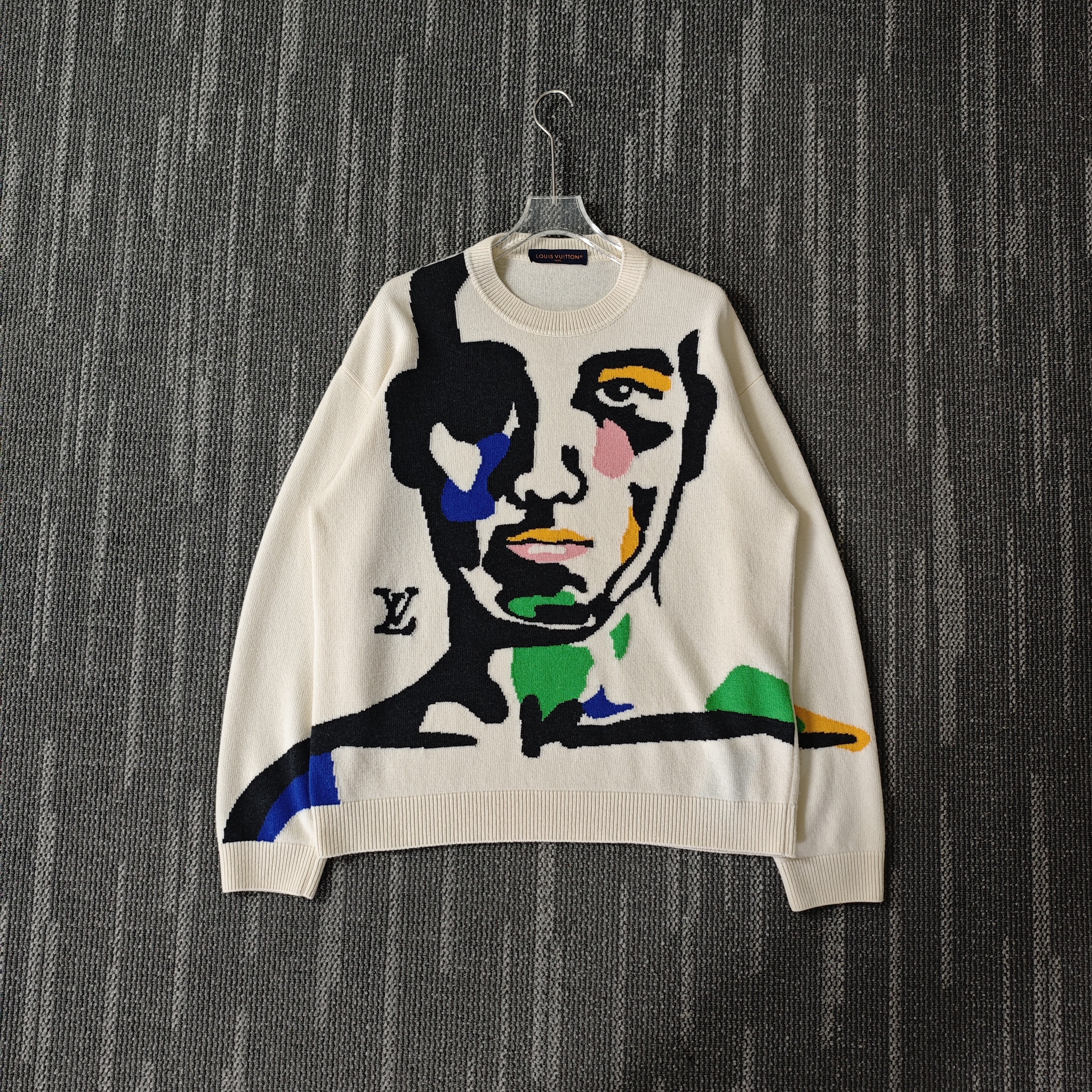 99新 LouisVuitton/路易威登 FW23人物撞色针织长袖/XL码/4006