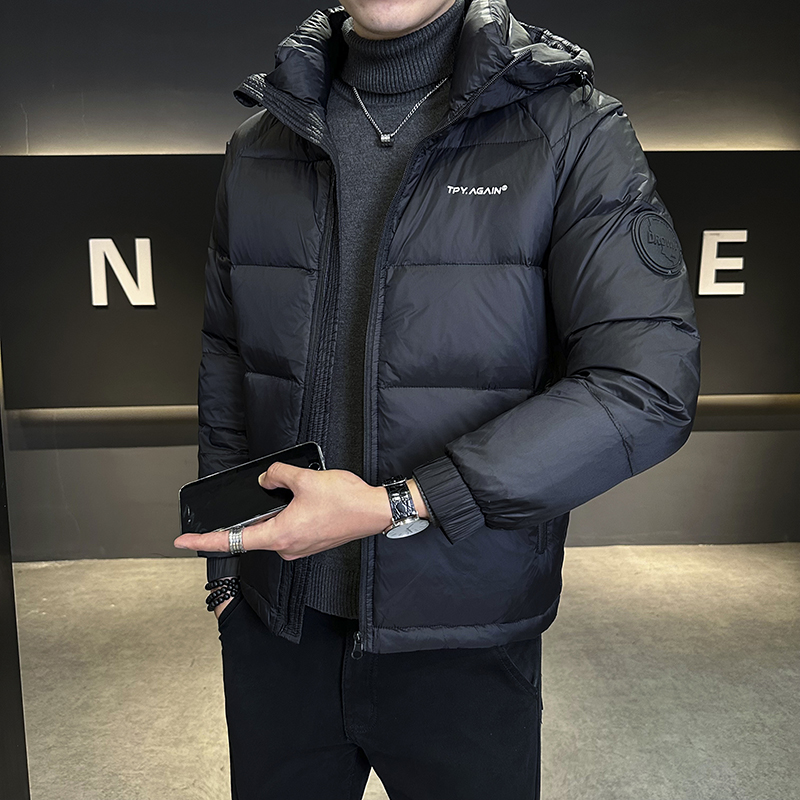 冬季新款连帽外套加厚潮流男款短款休闲保暖男装时尚冬装羽绒服