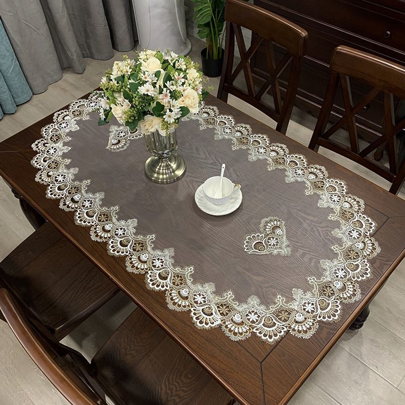 椭圆形茶几桌布布艺客厅桌垫蕾丝茶几垫欧式现代简约餐桌美式台布